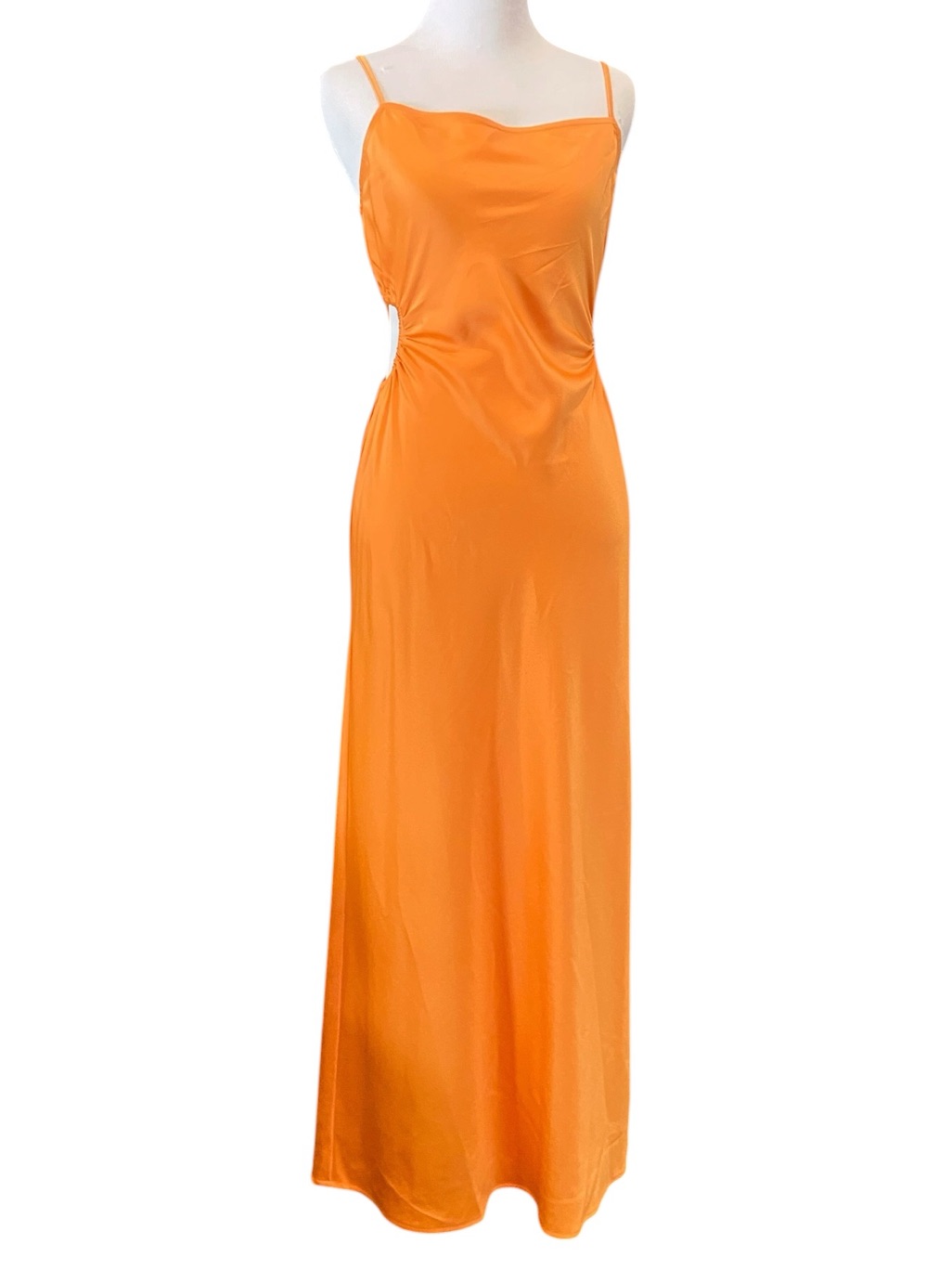 Sleek Orange Satin Slip Dress - Women. Xs. Asos.